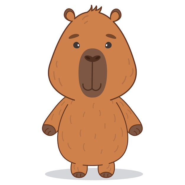 El lindo personaje de capibara, un animal de estilo Kawaii aislado en blanco.