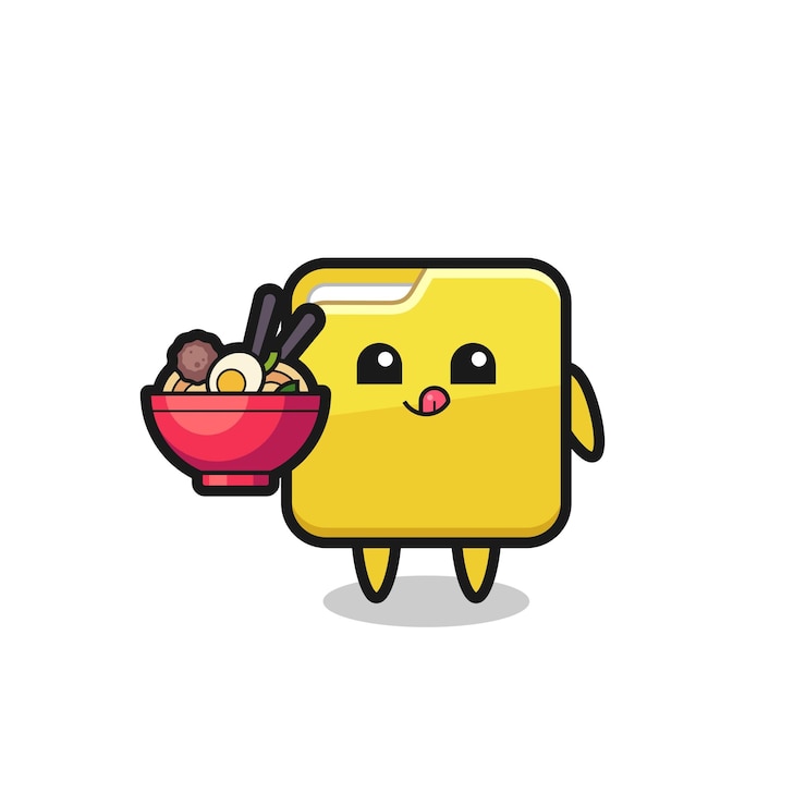 Vector lindo personaje de carpeta comiendo fideos
