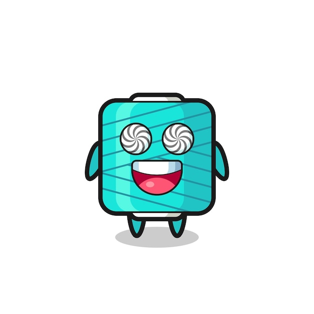 Lindo personaje de carrete de hilo con ojos hipnotizados