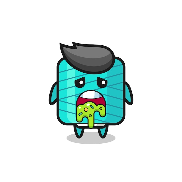 El lindo personaje de carrete de hilo con vómito, diseño de estilo lindo para camiseta, pegatina, elemento de logotipo