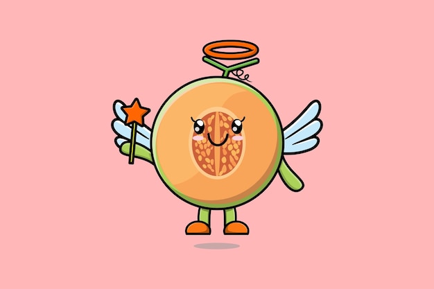 Lindo personaje de Cartoon Melon en forma de hada en concepto de estilo de dibujos animados 3d