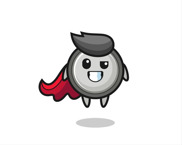 El lindo personaje de celda de botón como un superhéroe volador, diseño de estilo lindo para camiseta, pegatina, elemento de logotipo