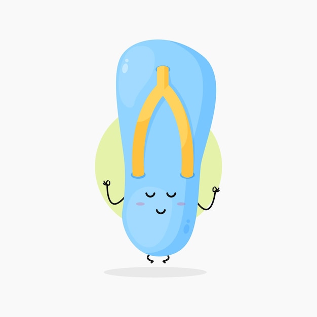 Lindo personaje de chanclas meditando en pose de yoga