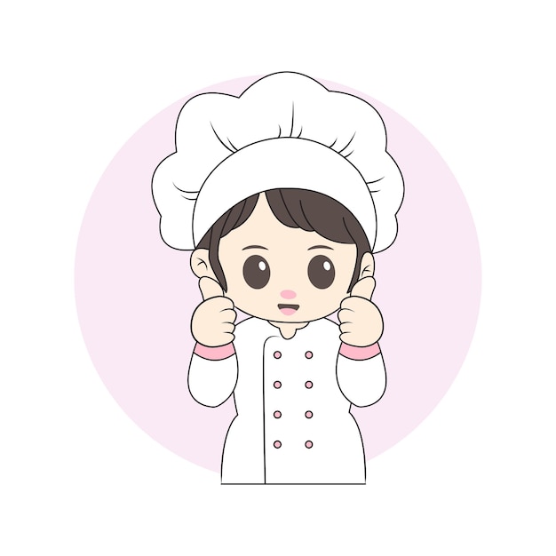 Vector lindo personaje chef para niñas