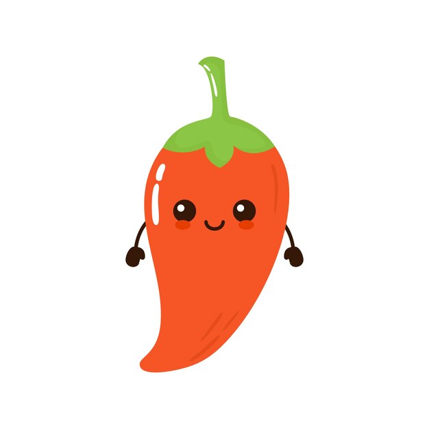 Lindo personaje de chile gracioso Ilustración de personajes de dibujos animados de Vector kawaii