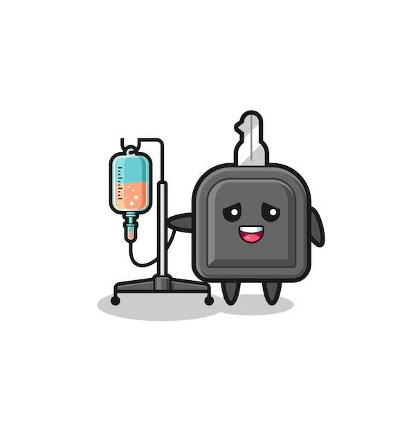 Lindo personaje clave de coche de pie con poste de infusión