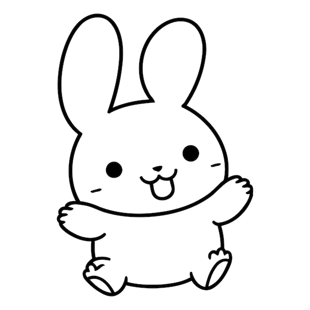 El lindo personaje de conejo blanco Ilustración vectorial aislada sobre fondo blanco