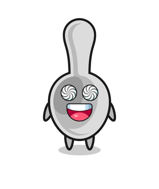 Lindo personaje de cuchara con ojos hipnotizados.