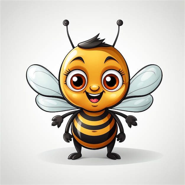 Lindo personaje de dibujos animados de abeja en fondo beige ilustración vectorial