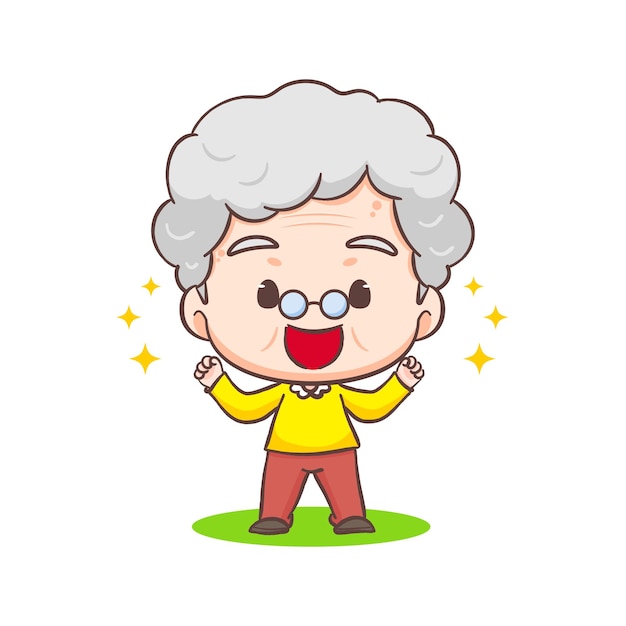 Lindo personaje de dibujos animados abuela sana Abuela haciendo actividad Diseño de concepto de personas