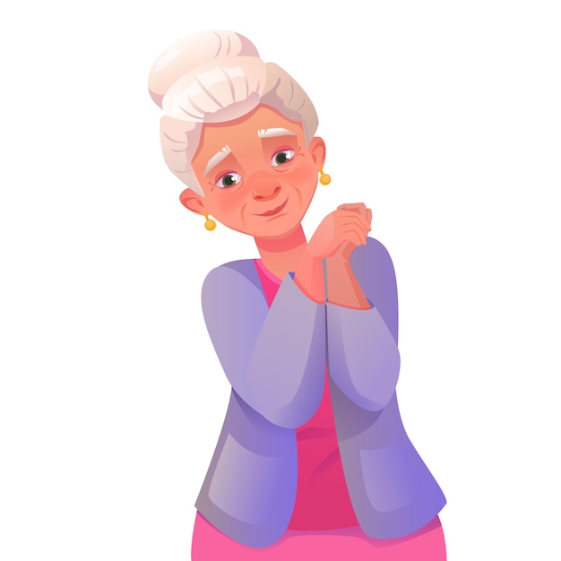 Vector lindo personaje de dibujos animados de la abuela