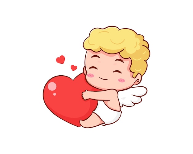 Lindo personaje de dibujos animados adorable cupido. bebés de amur, angelitos. diseño de concepto del día de san valentín