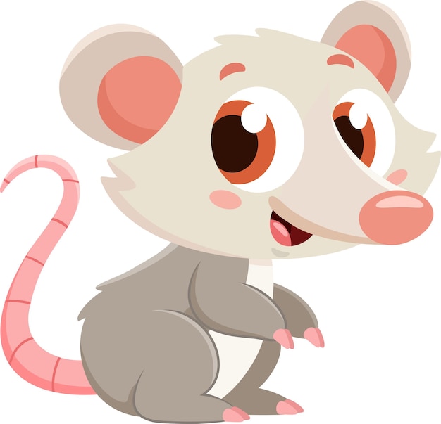 Lindo personaje de dibujos animados de bebé possum ilustración vectorial diseño plano