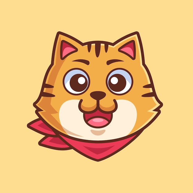 Lindo personaje de dibujos animados de cabeza de gato