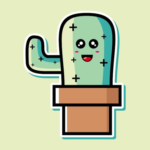 Lindo personaje de dibujos animados de cactus