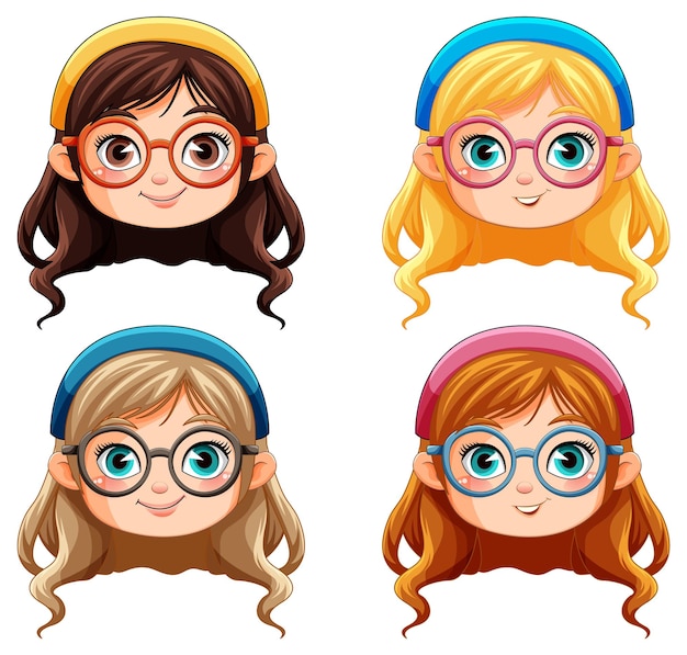 Vector lindo personaje de dibujos animados de chica nerd