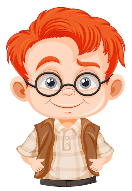 Lindo personaje de dibujos animados de chico nerd