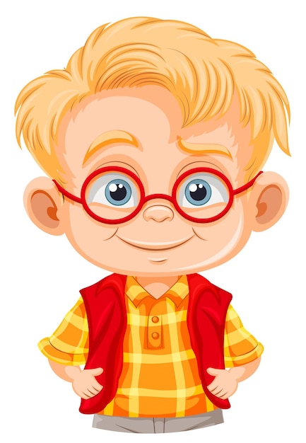 Lindo personaje de dibujos animados de chico nerd