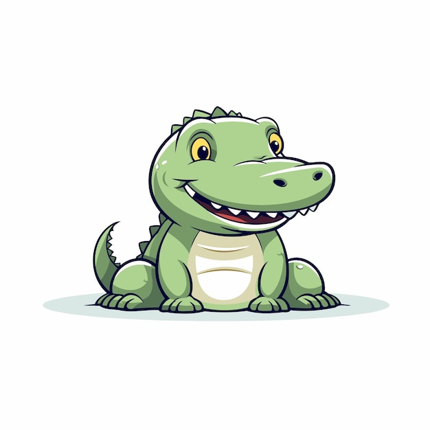 Vector lindo personaje de dibujos animados de cocodrilo ilustración vectorial sobre un fondo blanco
