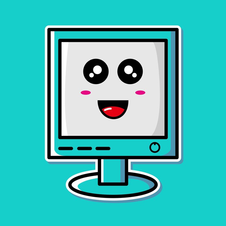 Vector lindo personaje de dibujos animados de computadora
