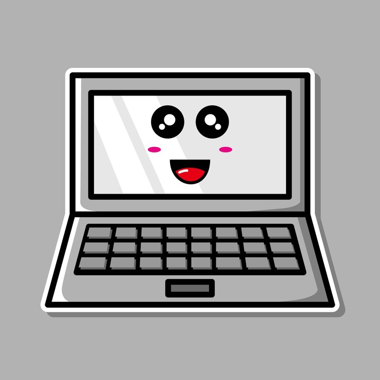 Vector lindo personaje de dibujos animados de computadora