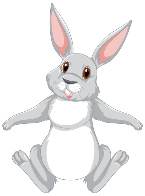 Vector lindo personaje de dibujos animados de conejo gris