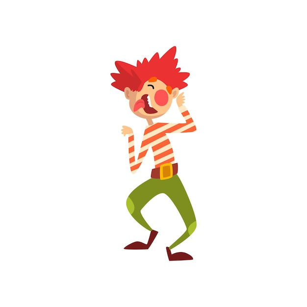 Lindo personaje de dibujos animados divertido payaso divirtiéndose ilustración vectorial sobre un fondo blanco