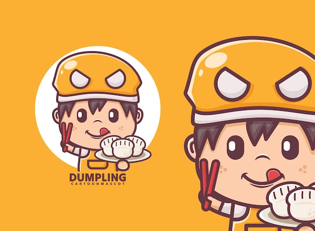 Un lindo personaje de dibujos animados con dumpling