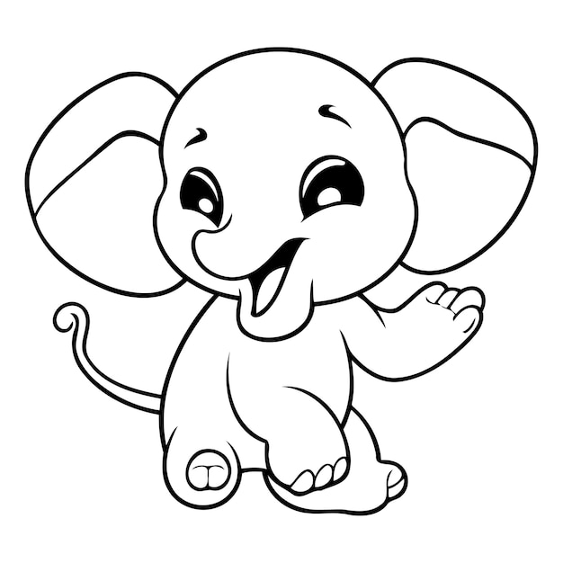 Vector el lindo personaje de dibujos animados de elefante en fondo naranja la ilustración de un animal lindo