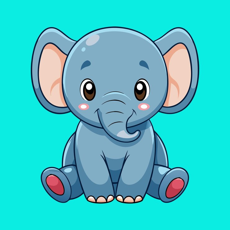 Lindo personaje de dibujos animados de elefante