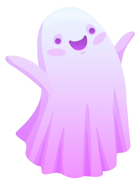 Vector un lindo personaje de dibujos animados de fantasmas un espíritu sonriente aislado sobre un fondo blanco