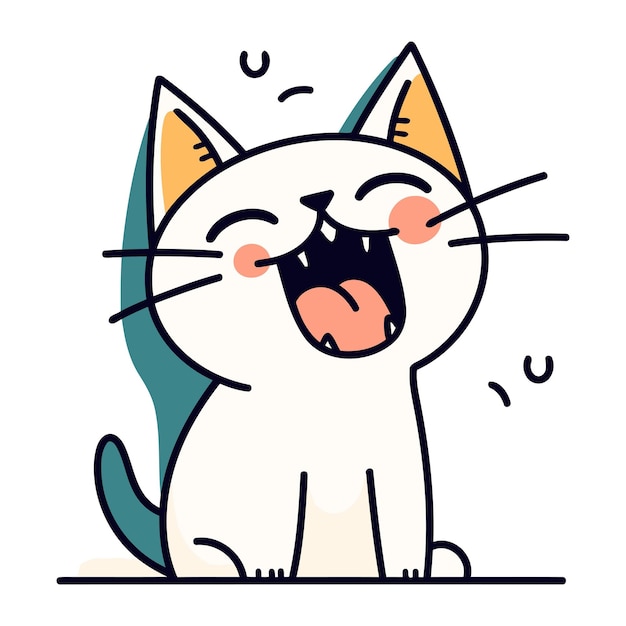 Lindo personaje de dibujos animados de gato Ilustración vectorial en estilo de arte de línea
