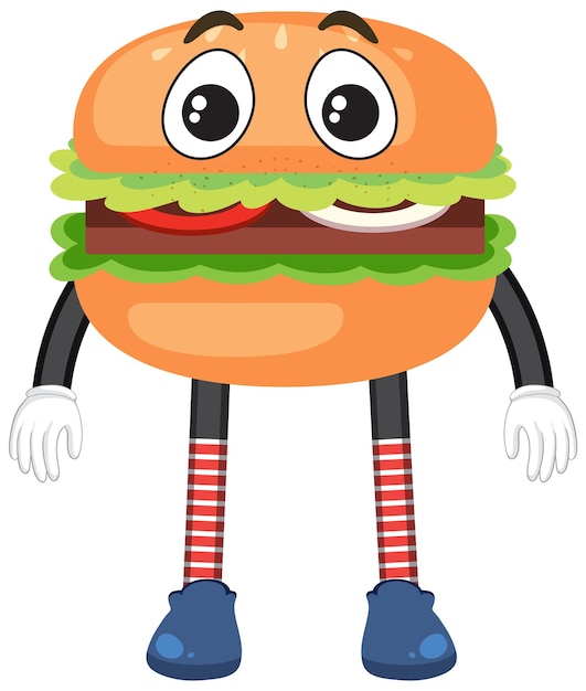 Lindo personaje de dibujos animados de hamburguesa