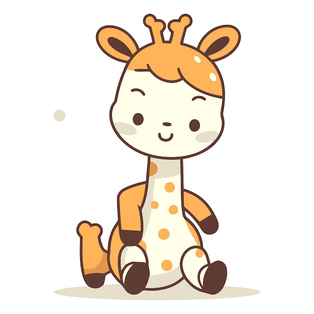 Vector el lindo personaje de dibujos animados de jirafa aislado sobre un fondo blanco