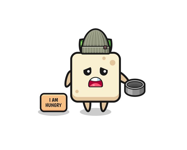 Lindo personaje de dibujos animados de mendigo de tofu, diseño lindo