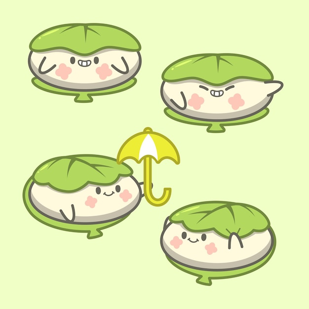 Vector lindo personaje de dibujos animados mochi