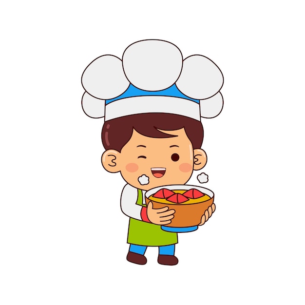 Lindo personaje de dibujos animados de niño chef