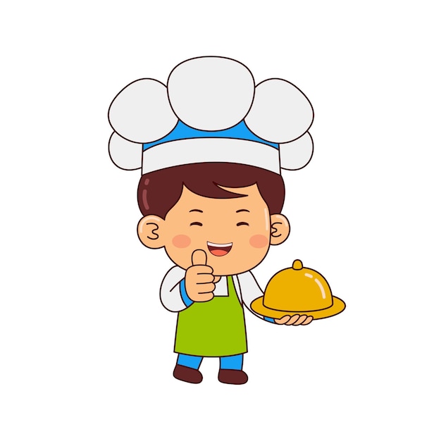 Lindo personaje de dibujos animados de niño chef