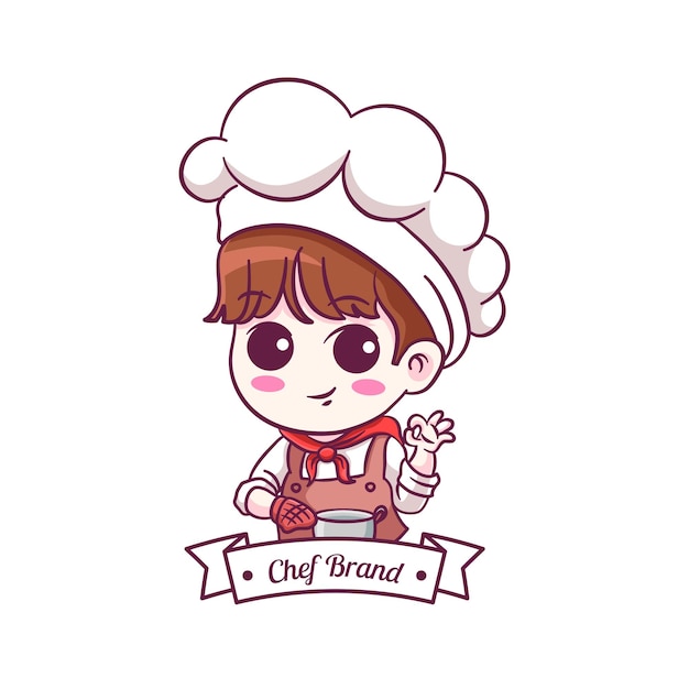 Lindo personaje de dibujos animados de niño chef