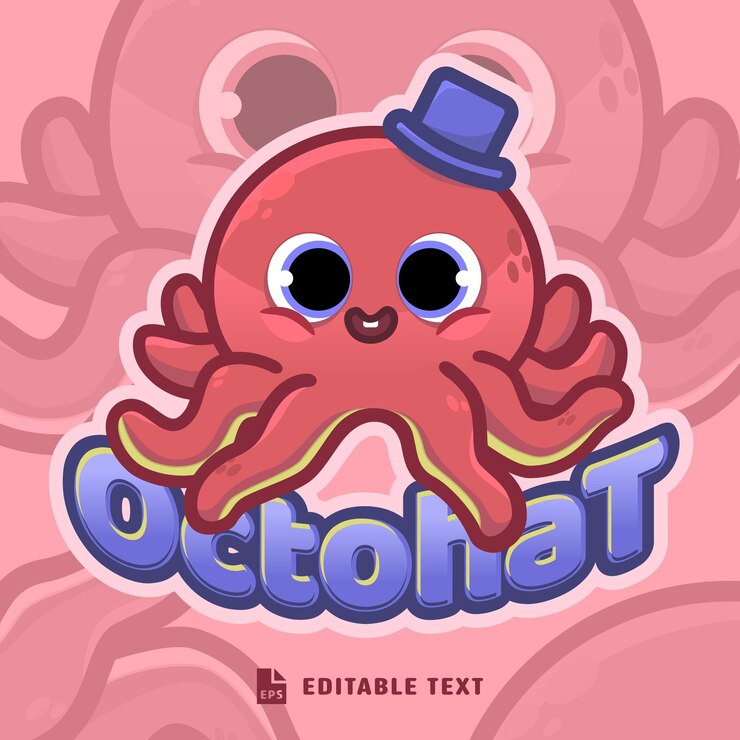 Vector el lindo personaje de dibujos animados de octopus