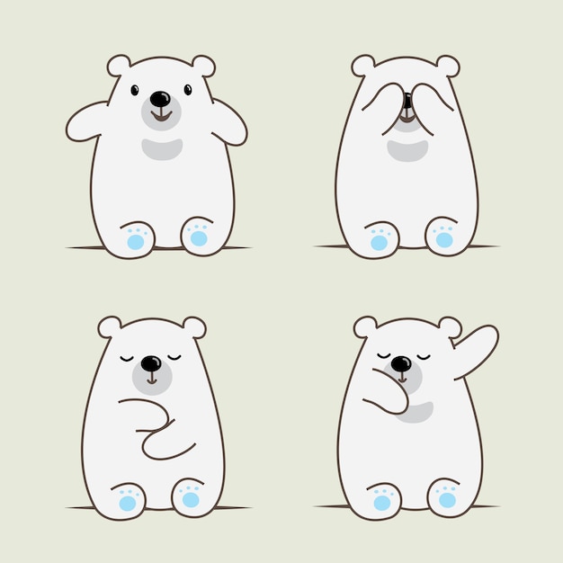 Lindo personaje de dibujos animados de oso de nieve lindo grizzly fauna animal vector ilustración