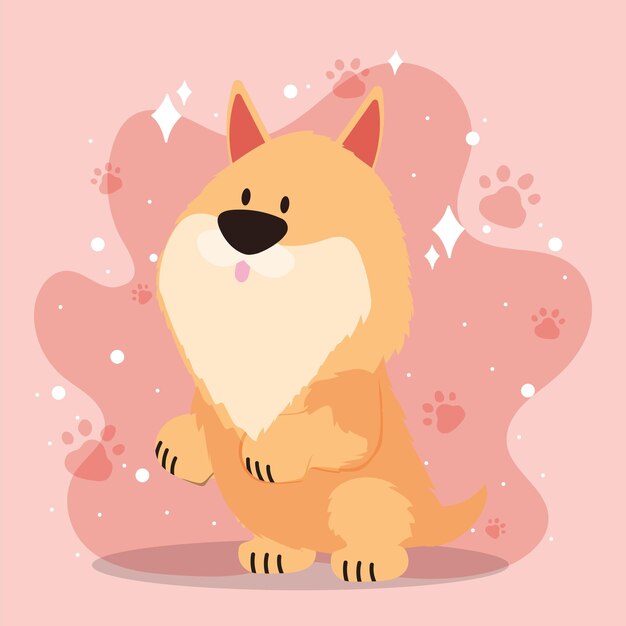 Vector lindo personaje de dibujos animados de perro feliz ilustración vectorial