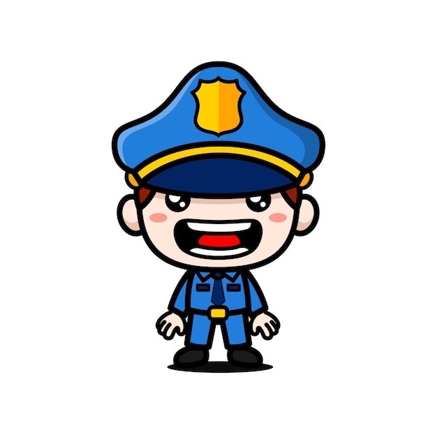 Lindo personaje de dibujos animados de policía