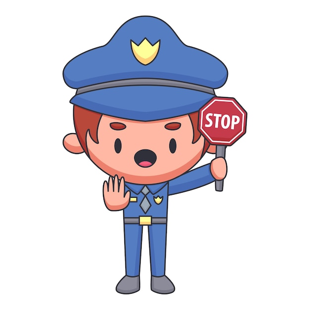 Lindo personaje de dibujos animados de policía