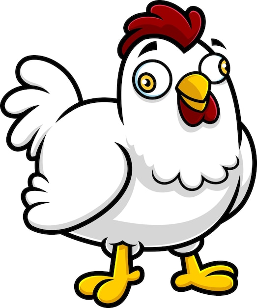 Vector lindo personaje de dibujos animados de pollo. ilustración dibujada a mano vectorial aislada sobre fondo transparente