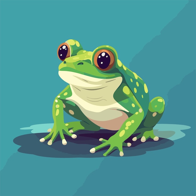 Lindo personaje de dibujos animados de rana verde ilustración de rana adorable