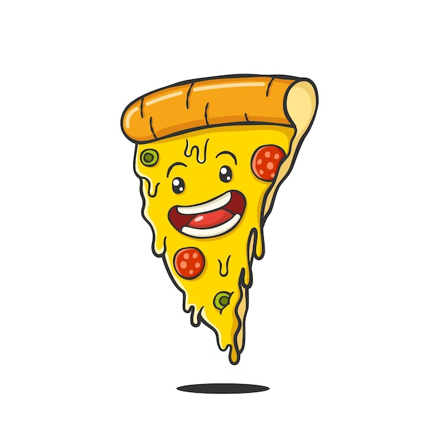 Lindo personaje de dibujos animados de rebanada de pizza