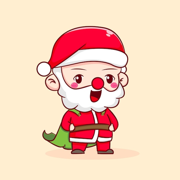 Lindo personaje de dibujos animados de santa claus estilo chibi