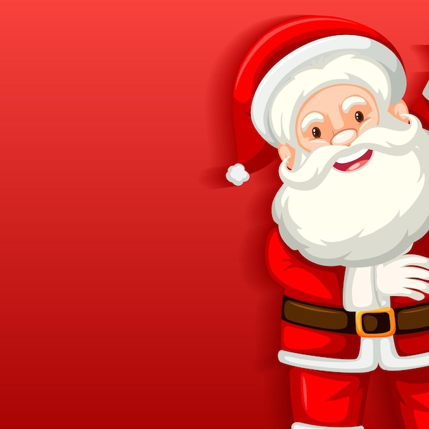 Vector lindo personaje de dibujos animados de santa claus sobre fondo rojo