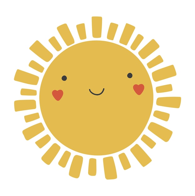 Lindo personaje de dibujos animados de sol Vector de sol feliz Sol de verano con ojos Vector aislado de sol